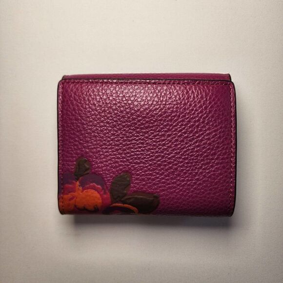 NWT Coach CF485 Small Morgan Wallet With Jumbo Floral Print Magenta - Picture 3 of 7